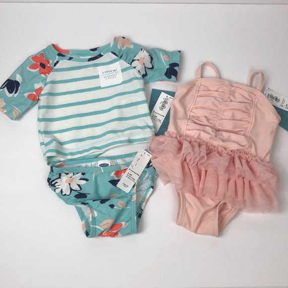 Baby one pink tutu & 2 piece floral bathing suit - Picture 1 of 6
